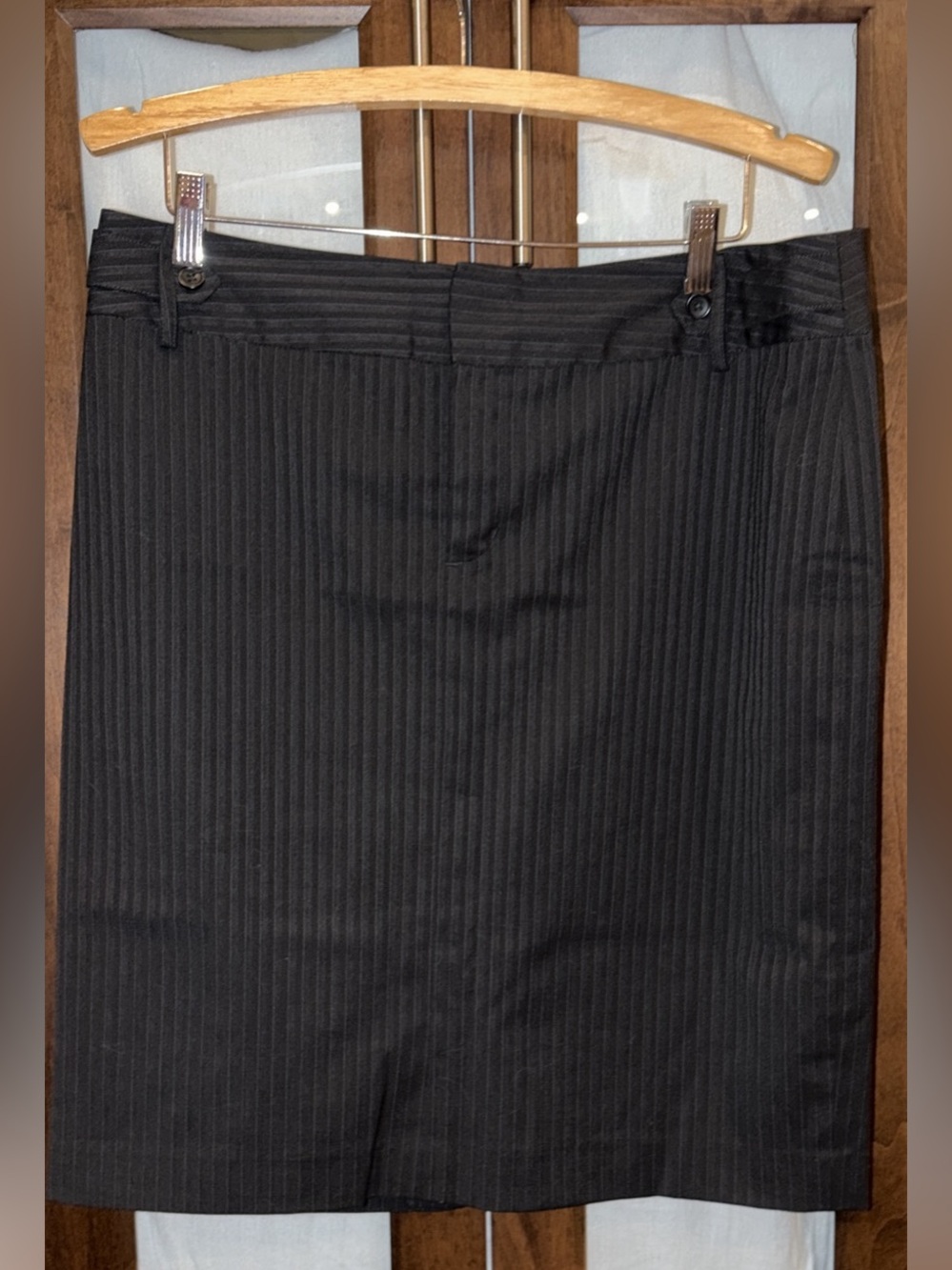 Black Pinstripe Pencil Skirt
